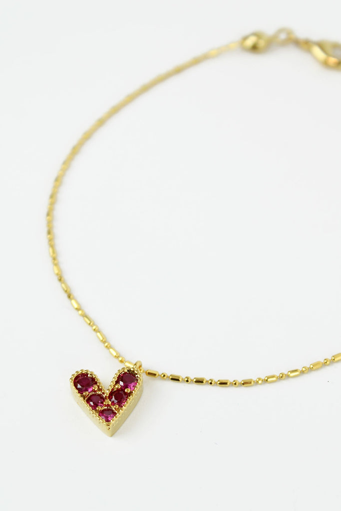 Pink Gemstone Heart Braceler