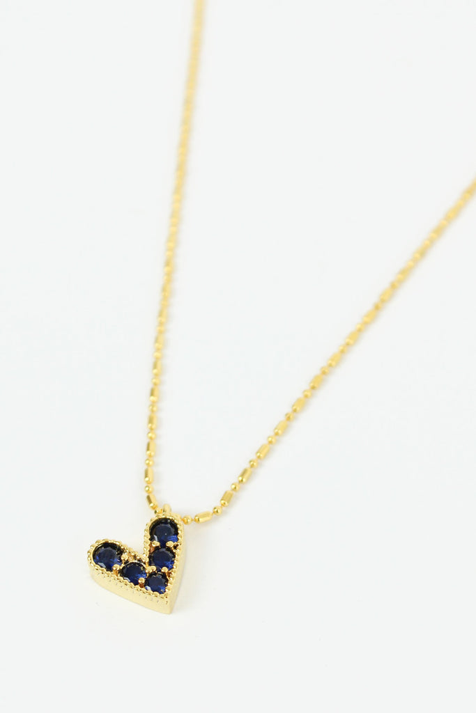 Blue Gemstone Heart Necklace