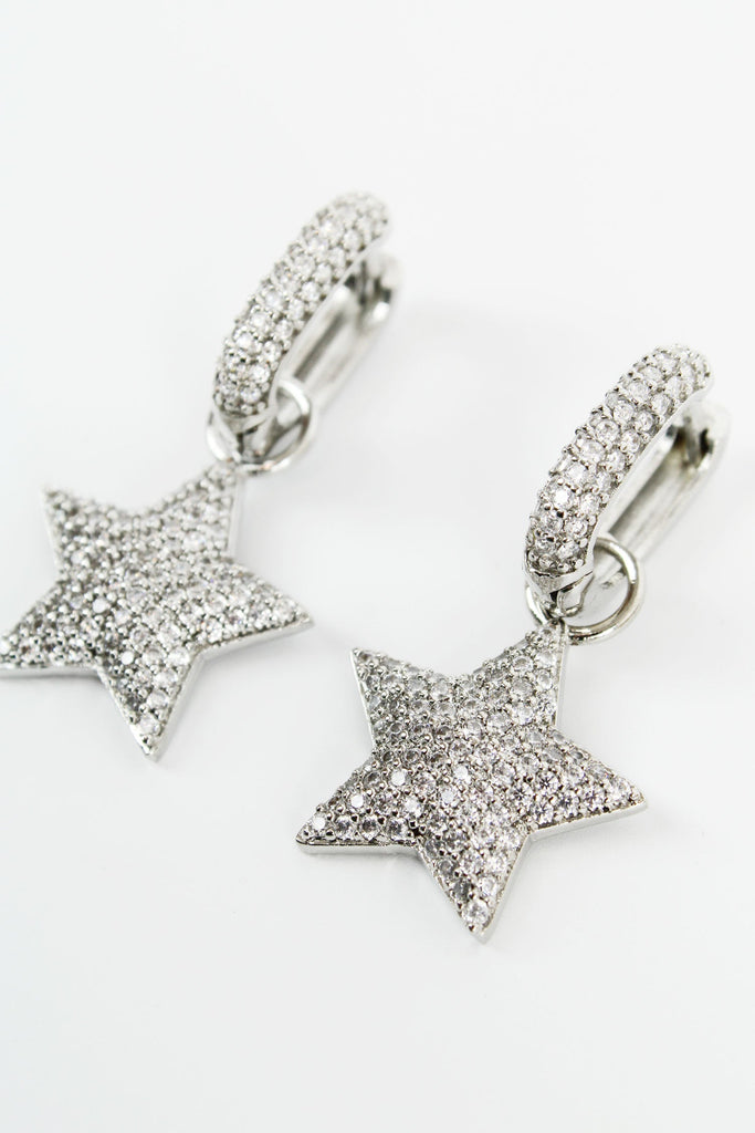 Silver Crystal Star Earrings