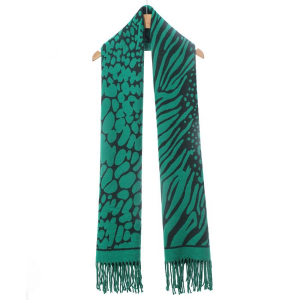 Green & Black Leopard Print Scarf