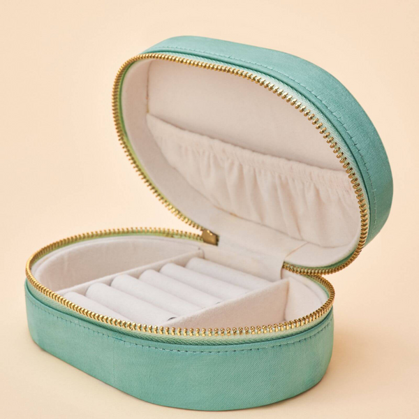 Powder Aqua Oval Hummingbird Jewellery Box