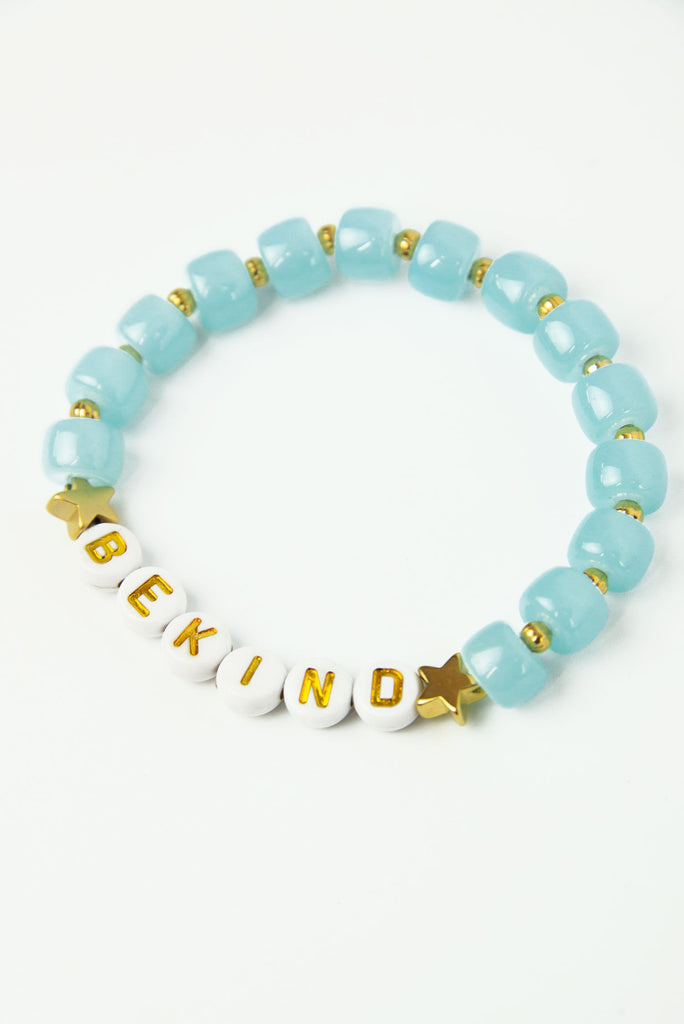 Light Blue Beaded ‘Be Kind’ Bracelet