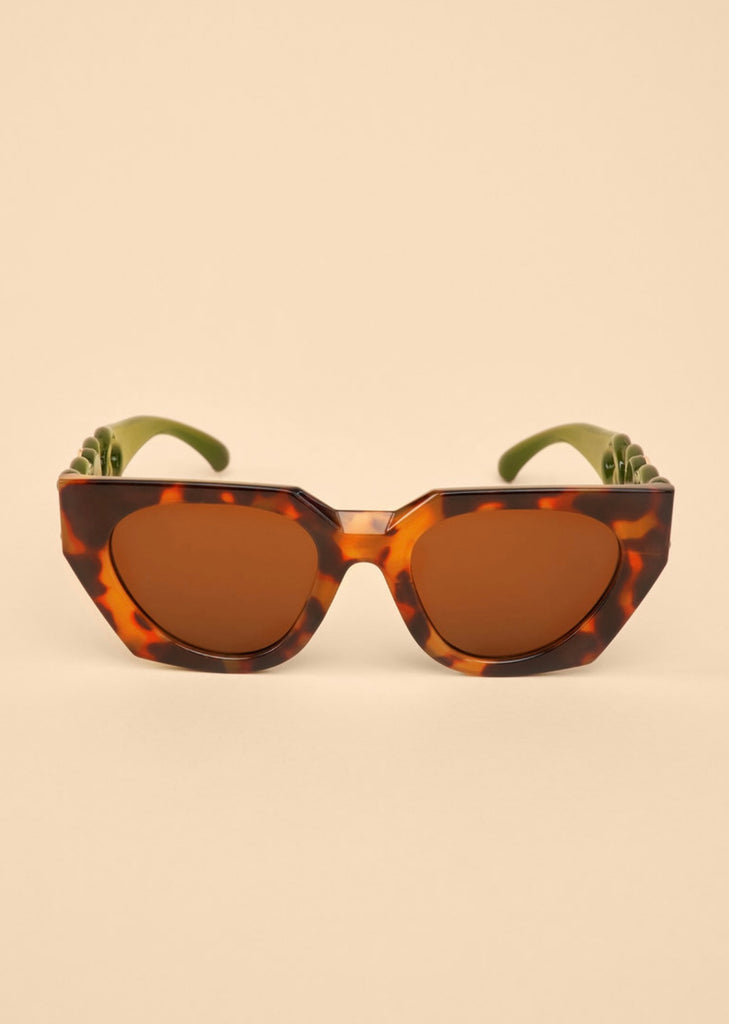 Powder Luxe Zelia Tortoiseshell/Olive Sunglasses