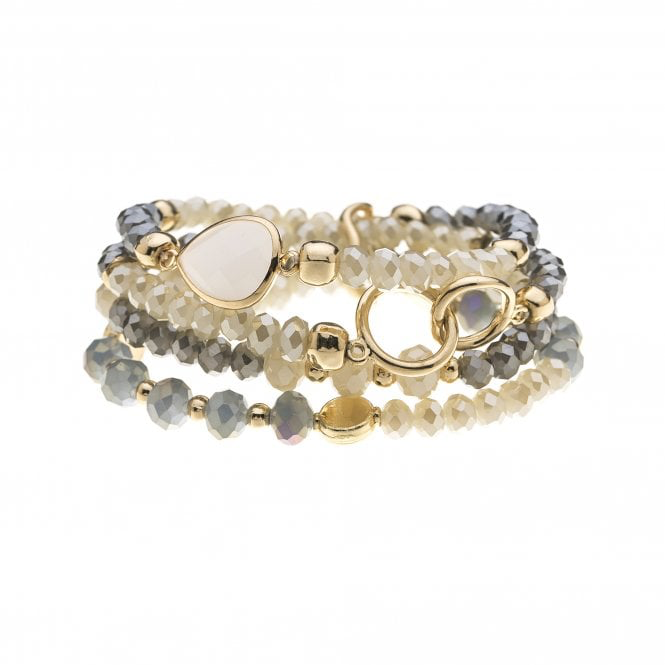 Grey & Cream Layered Crystal Bracelet