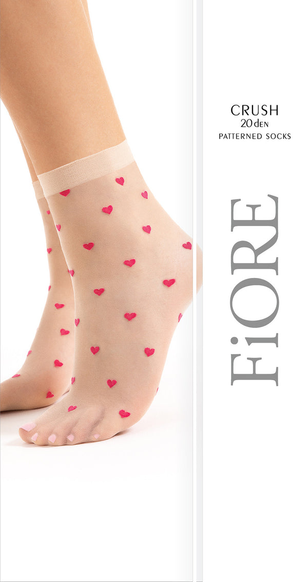 Crush Nude 20 Den Red Heart Print Socks