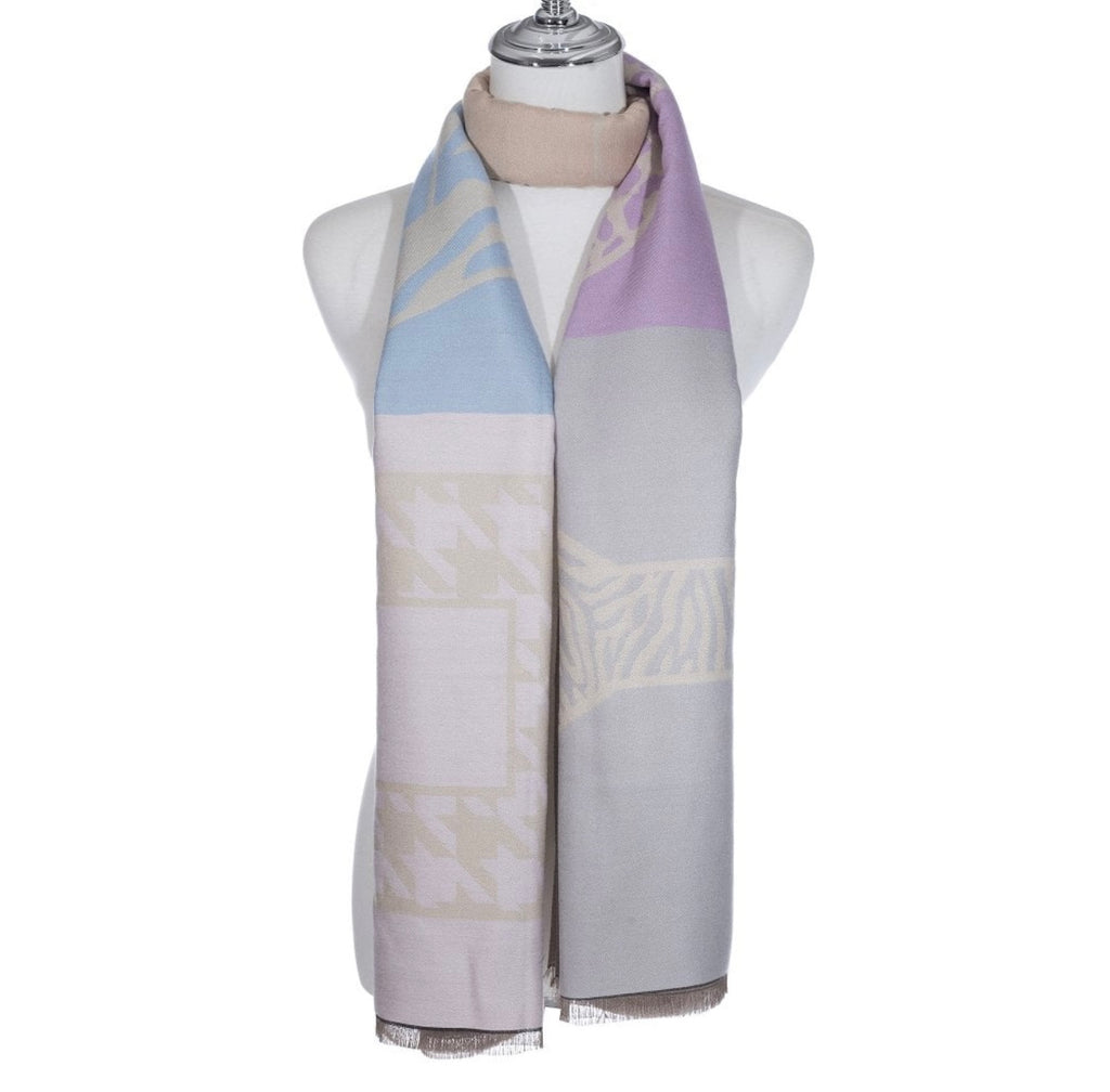 Lilac & Taupe Happy Print Scarf