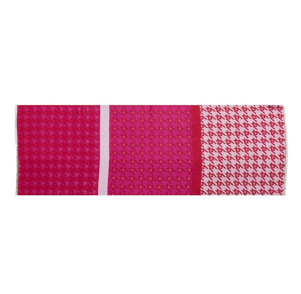 Red & Pink Dogtooth Print Scarf
