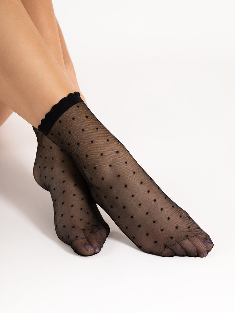 Bella Black 20 Den Polka Dot Socks