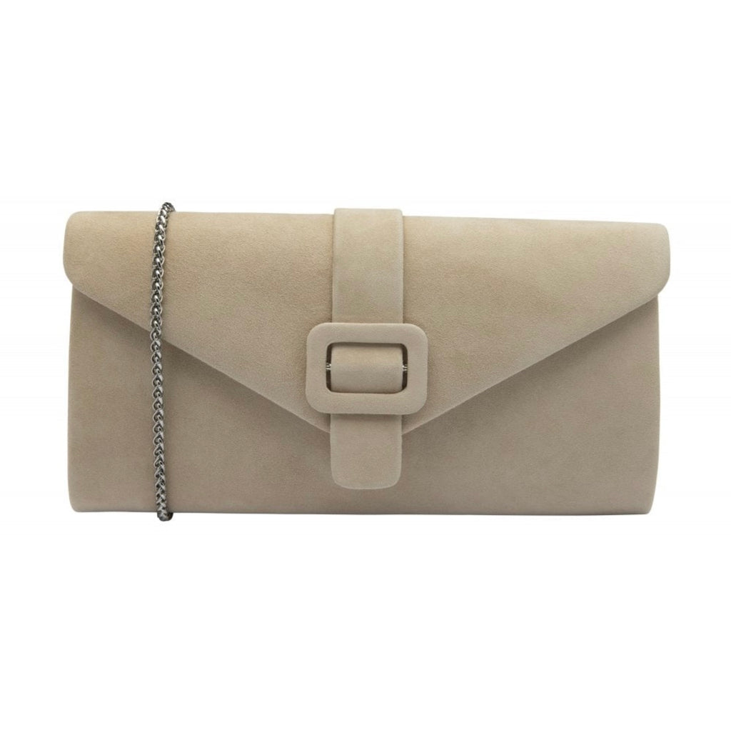 Nude Suede Aletta Clutch Bag