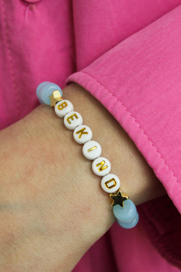 Light Blue Beaded ‘Be Kind’ Bracelet