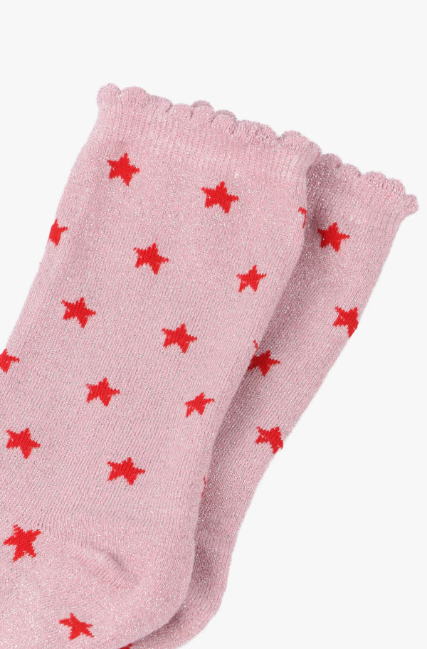 Pink & Red Star Shimmer Socks