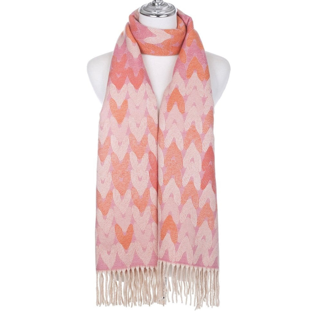 Orange & Blush Heart Print Scarf