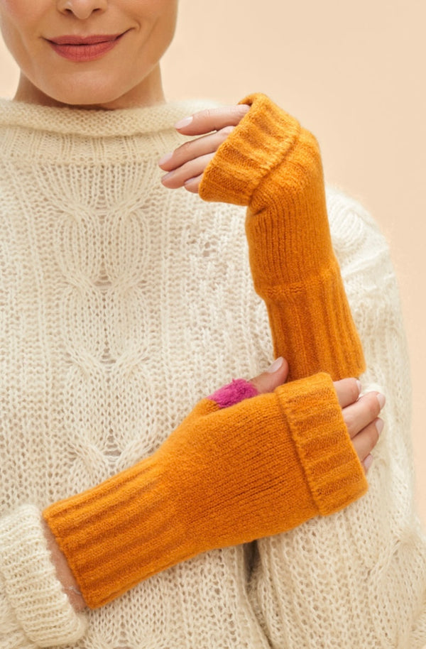 Powder Cassia Tangerine Wrist Warmer Gloves