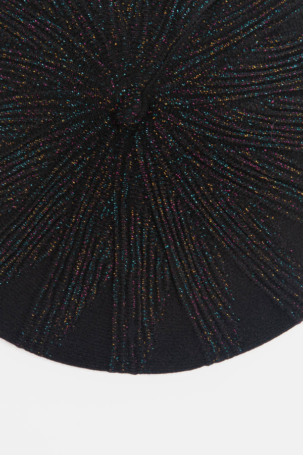 Black Rainbow Glitter Beret