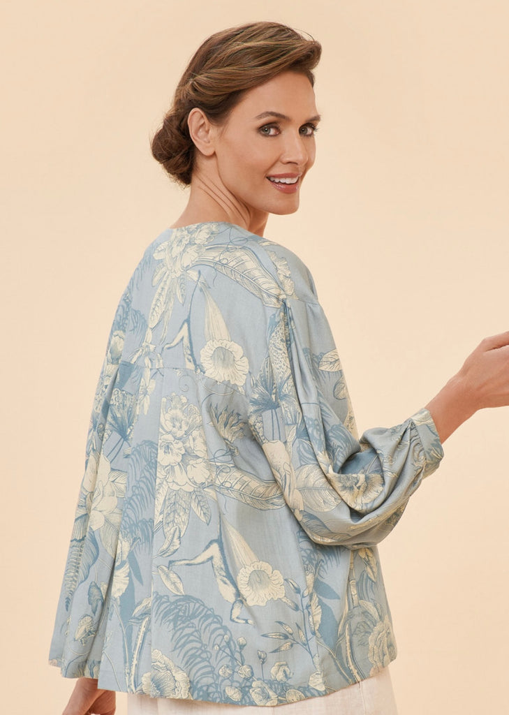 Denim Toile Puff Sleeve Jacket