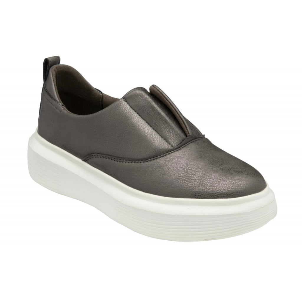 Lina Metallic Pewter Slip On Trainers