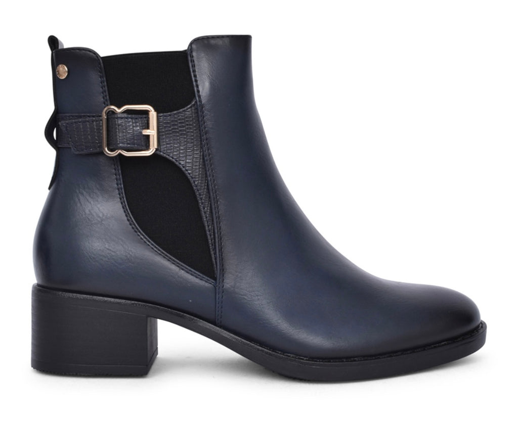 Patrizio Como Ferrara Navy Block Heel Ankle Boots