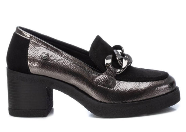 Pewter Patent Heeled Loafers