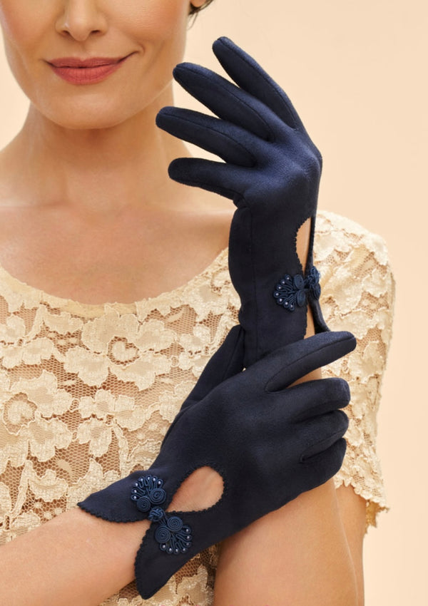 Powder Suki Navy Suede Gloves