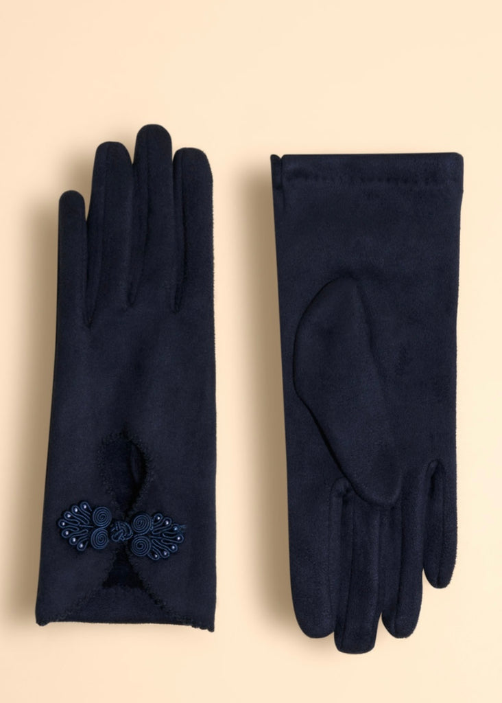 Powder Suki Navy Suede Gloves