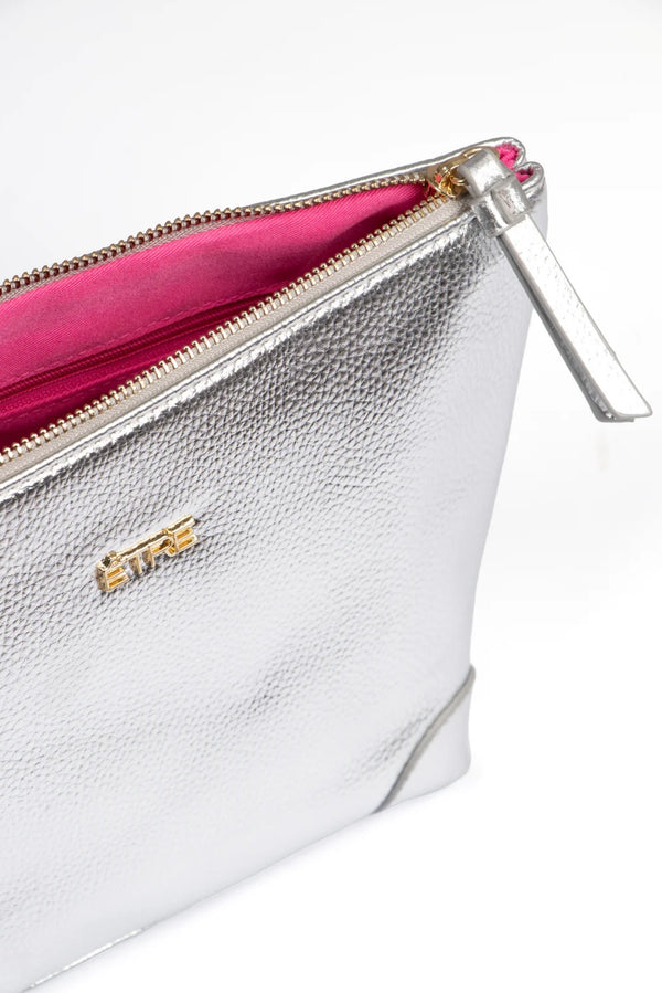 Sylvie Silver Faux Leather Vanity Bag