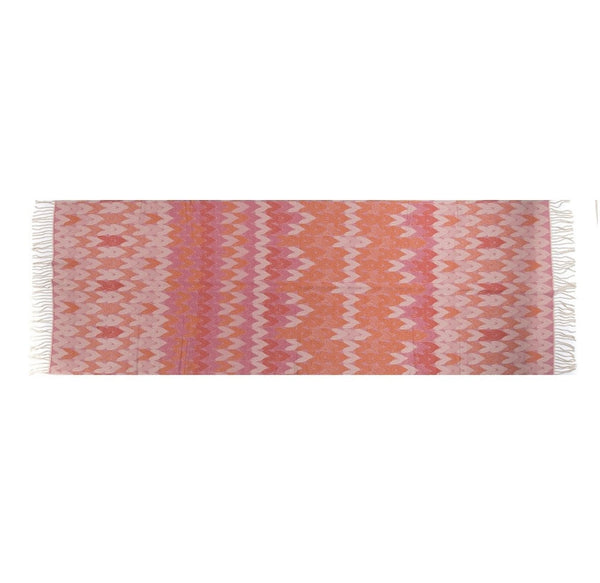 Pink Print Scarf with Fringing