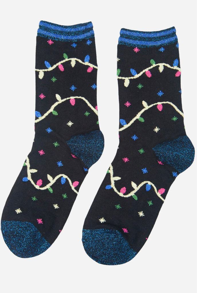 Black Party Lights Shimmer Socks