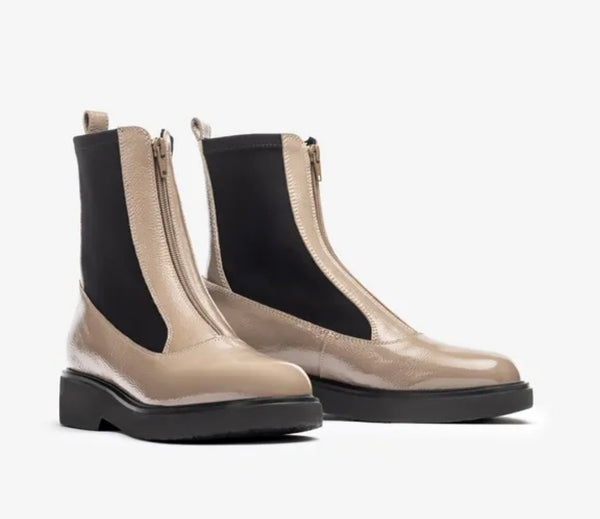 Unisa Foggia Taupe Leather Front Zip Boots