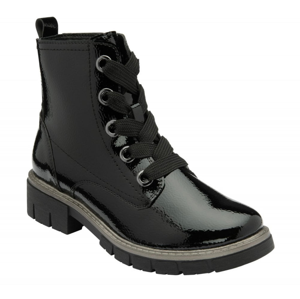 Jojo Black Patent Lace Up Boots