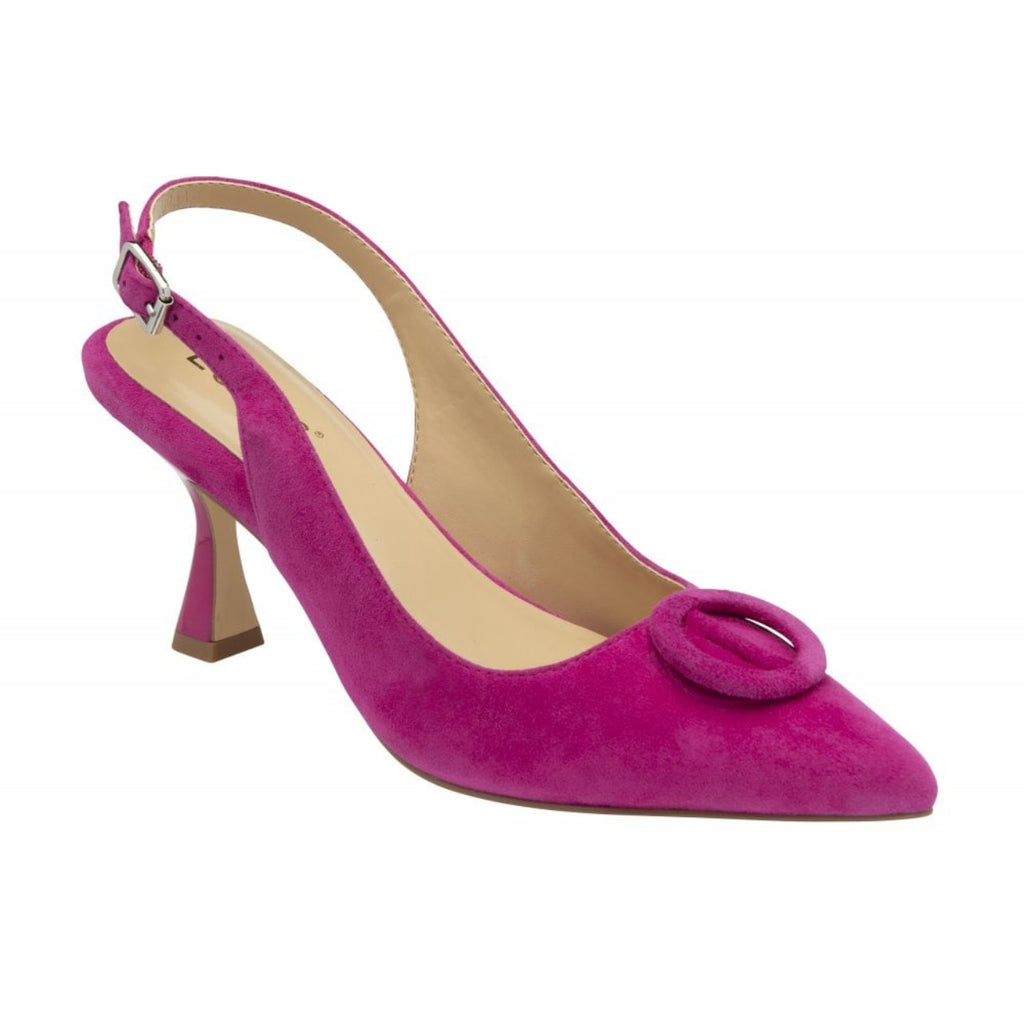 Delfina Pink Suede Pointed Slingback Court Shoe