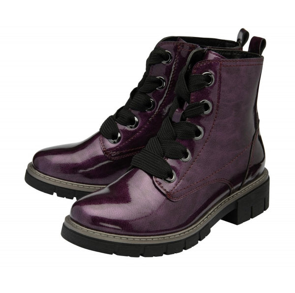 Jojo Purple Patent Lace Up Boots