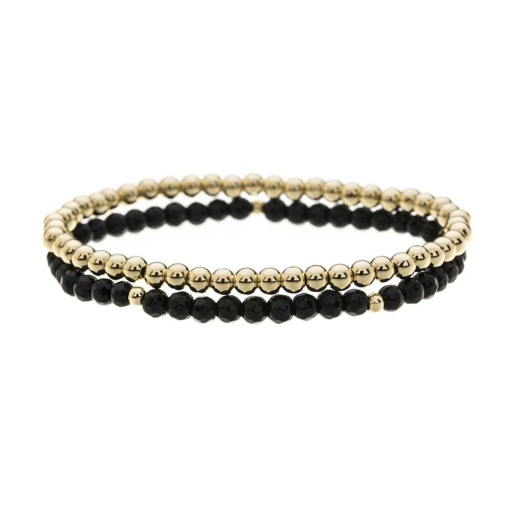 Black & Gold Beaded Layered Bracelet