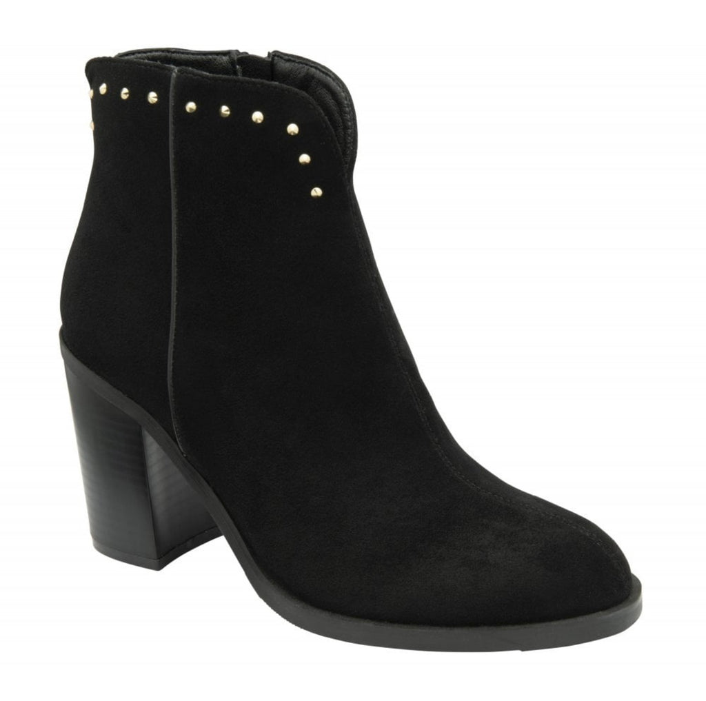 Lucy Black Suede Block Heel Boots