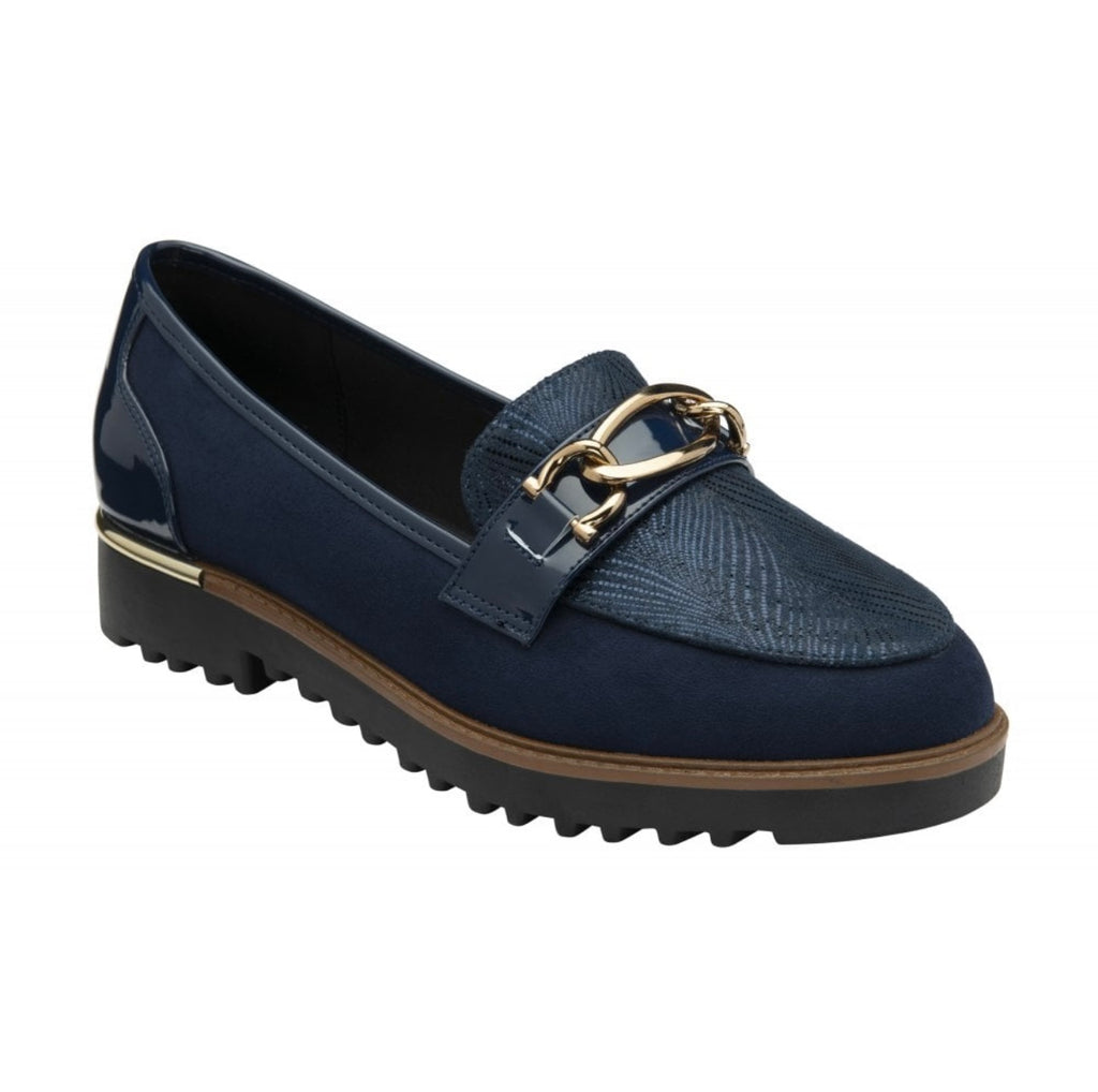 Barcelona Navy Suede & Metallic Loafers