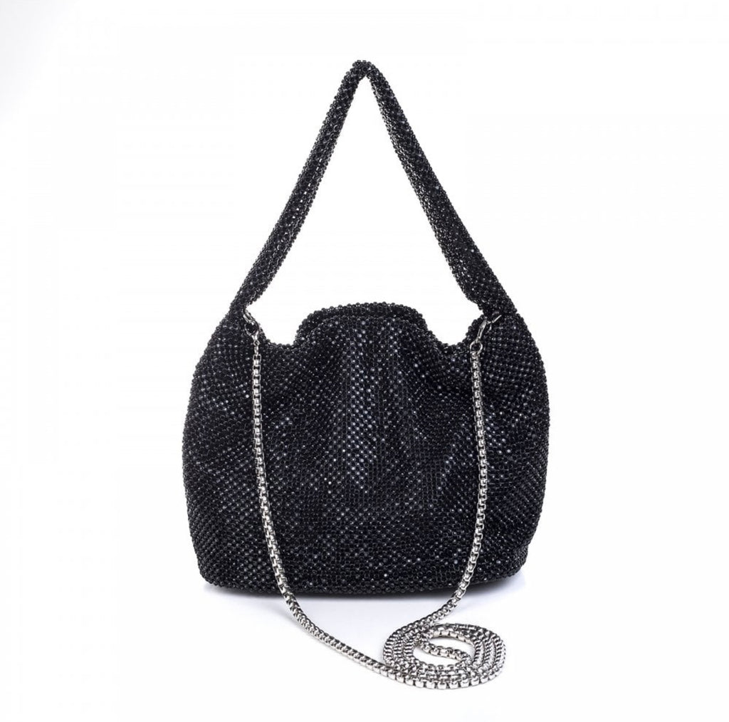 Black & Black Crystal Pouch Evening Bag