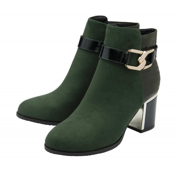 Adelaide Green Block Heel Suede Boots