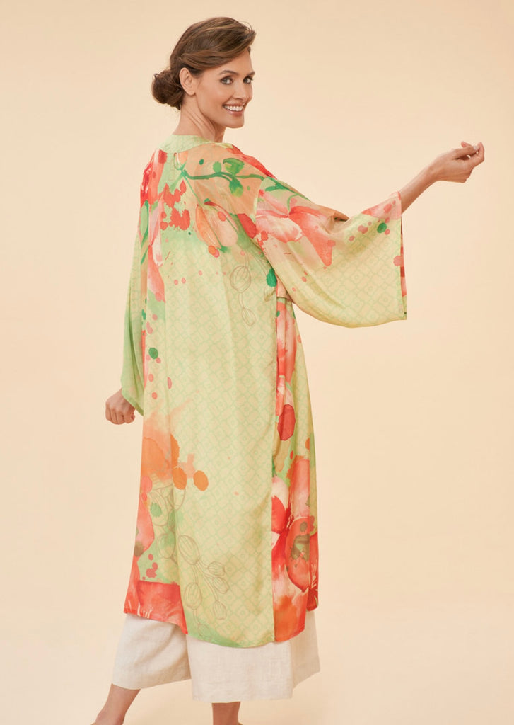 Watercolour Orchids Kimono Gown