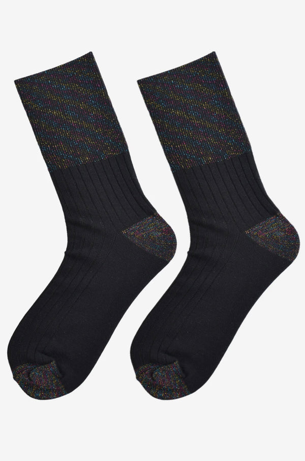 Black & Rainbow Shimmer Socks