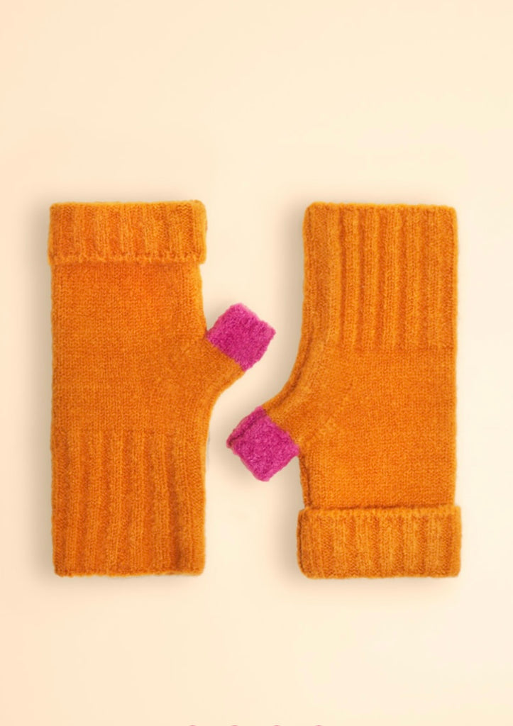 Powder Cassia Tangerine Wrist Warmer Gloves