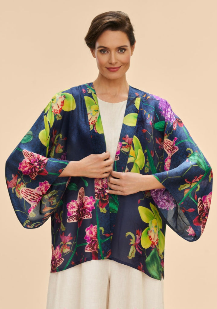 Powder Exotic Evening in Ink Kimono Jacket