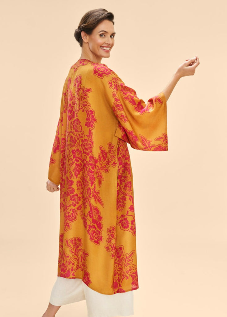 Powder Mustard Tapestry Kimono Gown