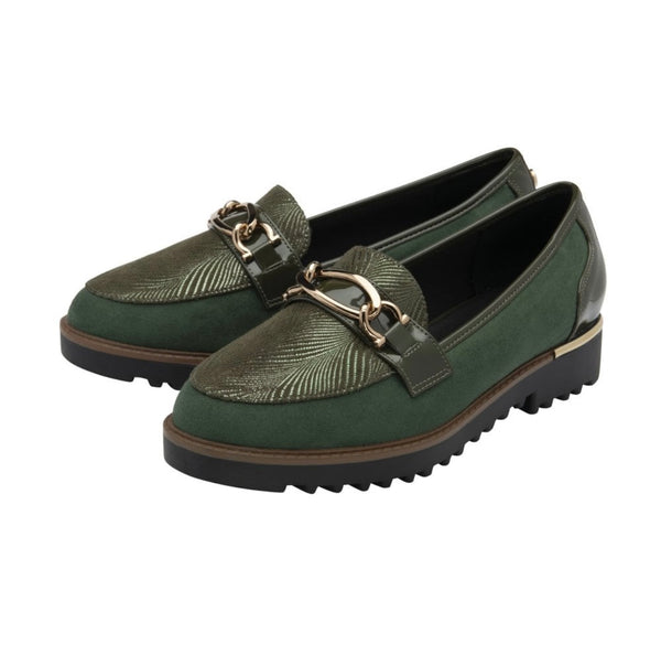 Barcelona Green Suede & Metallic Loafers