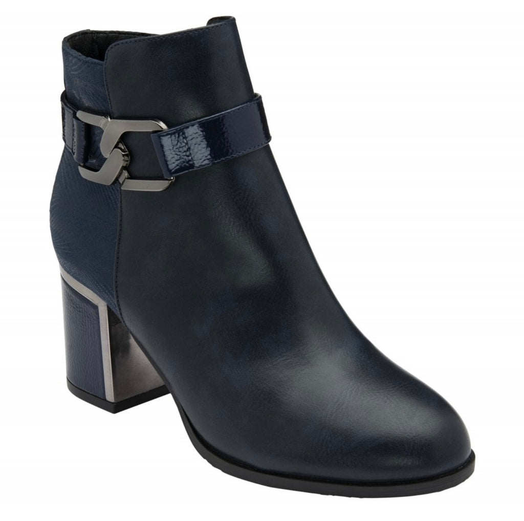 Adelaide Navy Block Heel Suede Boots