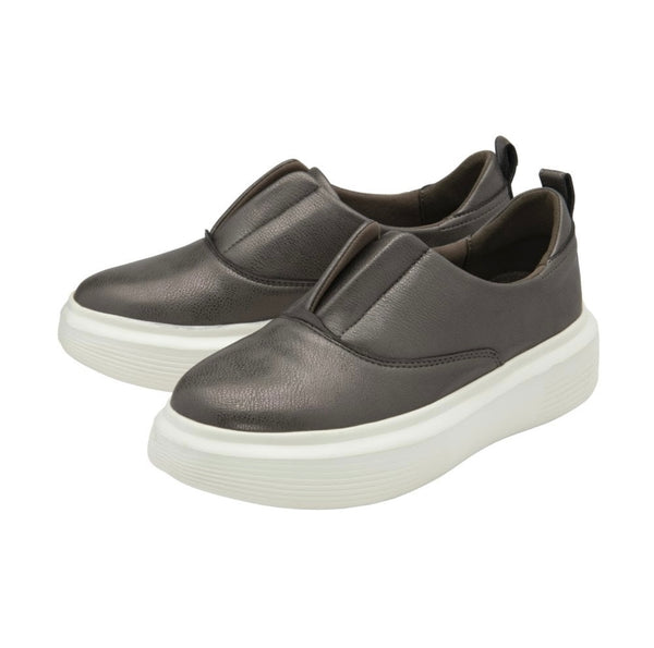 Lina Metallic Pewter Slip On Trainers