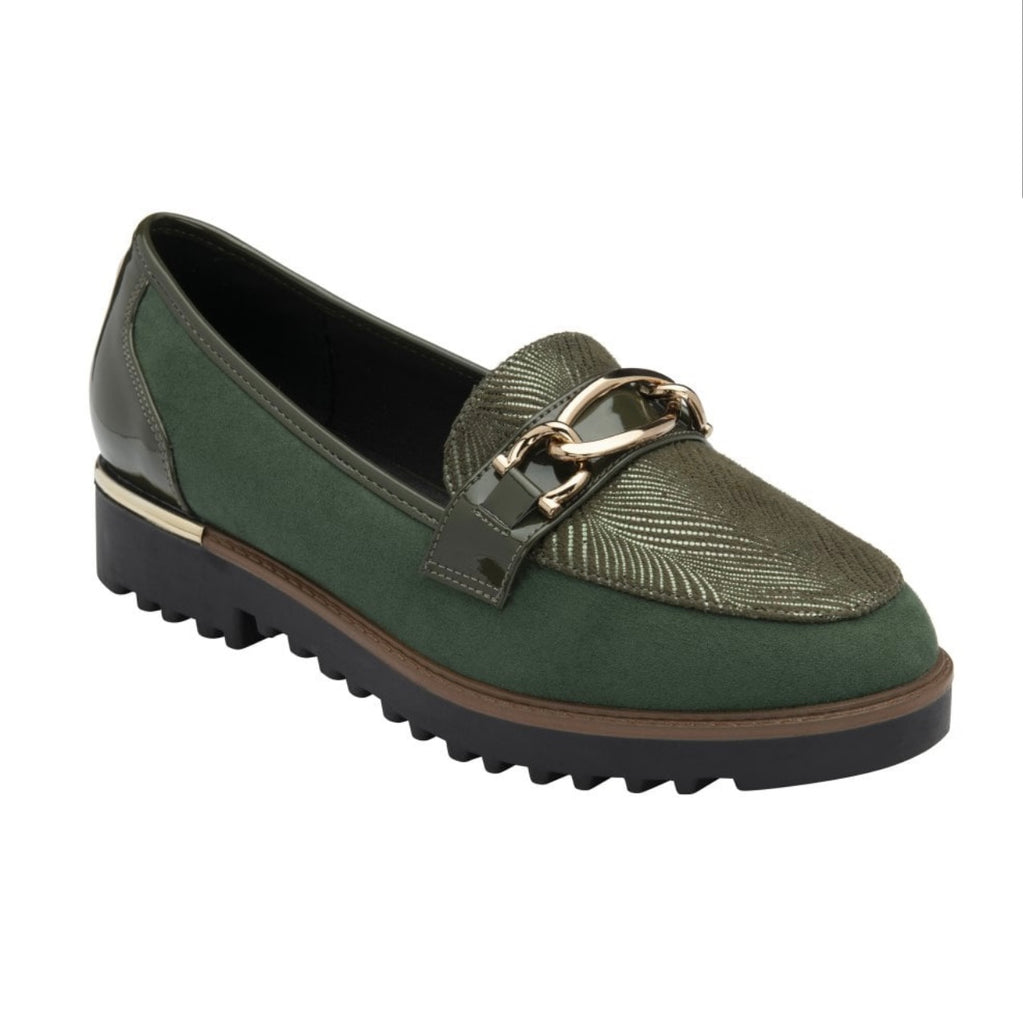 Barcelona Green Suede & Metallic Loafers