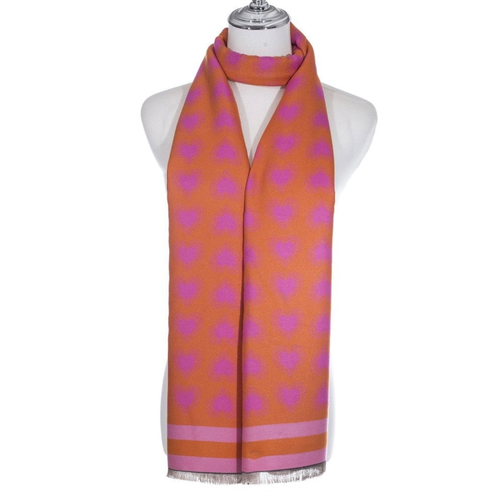 Fuchsia & Orange Heart Print Scarf