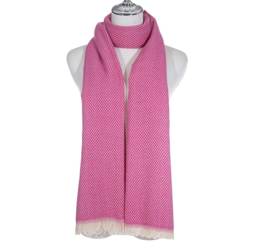 Pink & Cream Chevron Print Scarf