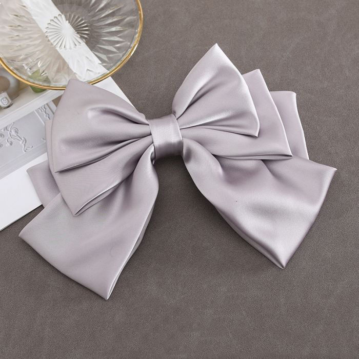 Silver Grey Layered Hair Bow