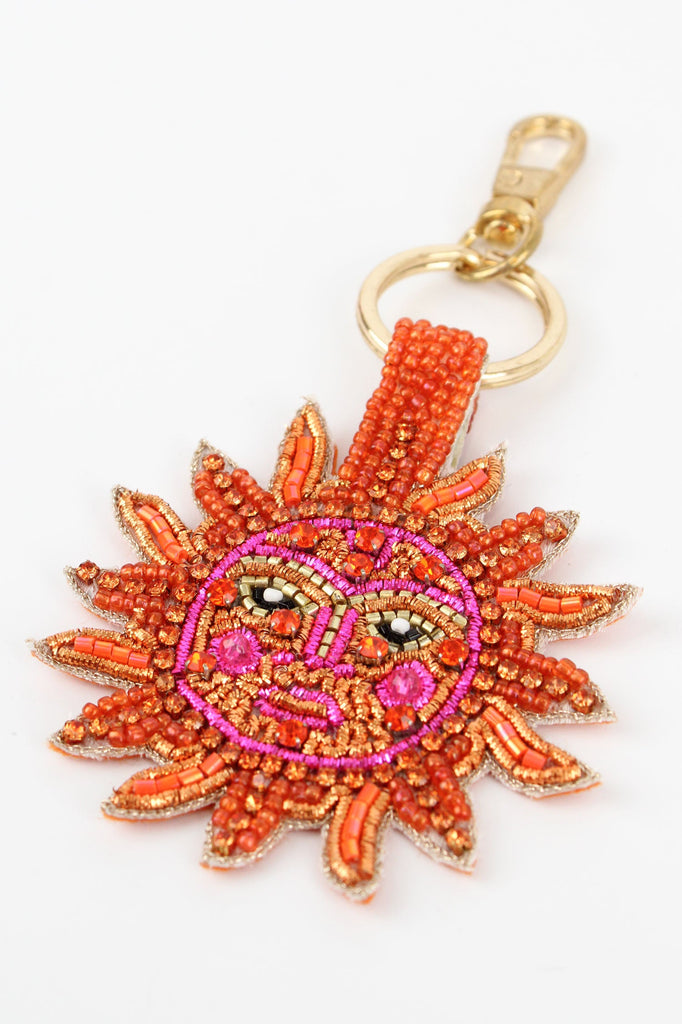 Sun Face Beaded Keyring