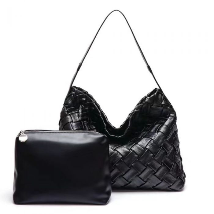 Black Weave Shoulder Handbag